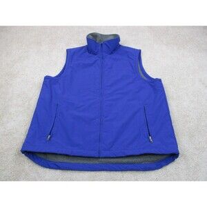 LL Bean Jacket Vest Men Large Tall LT Blue Fleece Lined Sleeveless Windbreaker